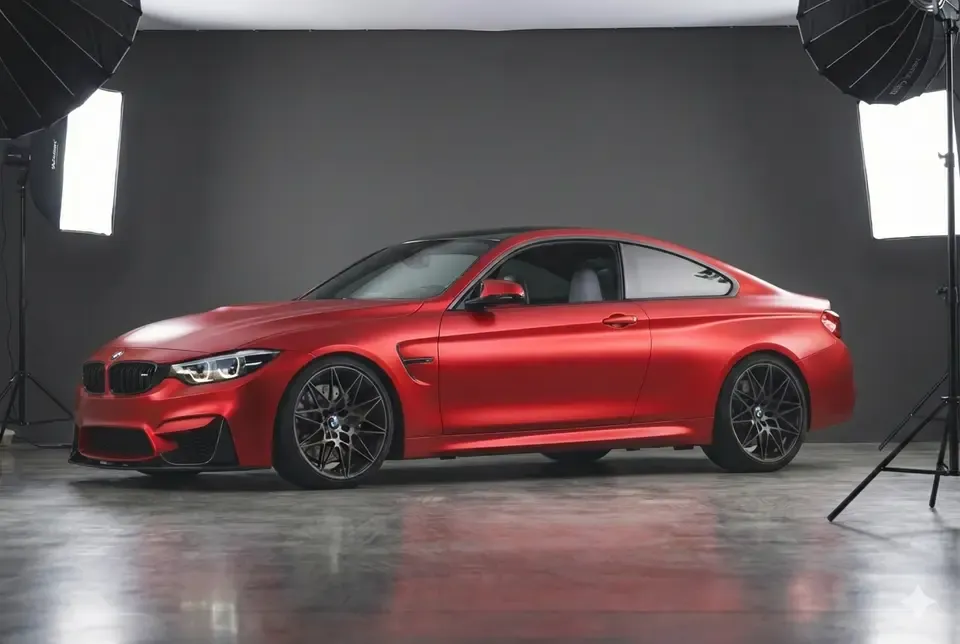 BMW M5 Red Satin car wrap visualization
