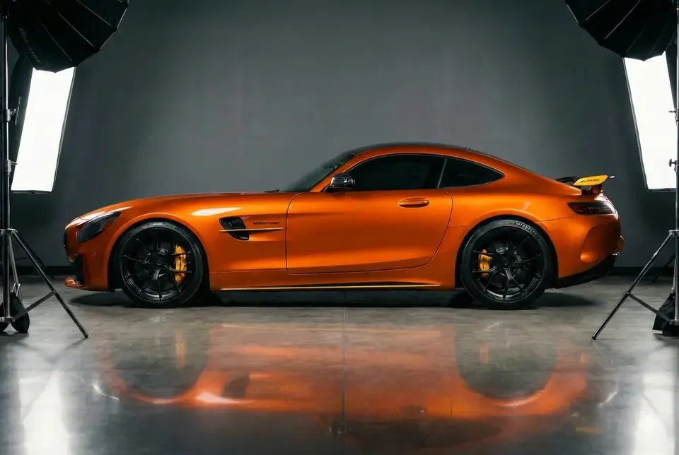 Mercedes AMG Orange Gloss car wrap visualization