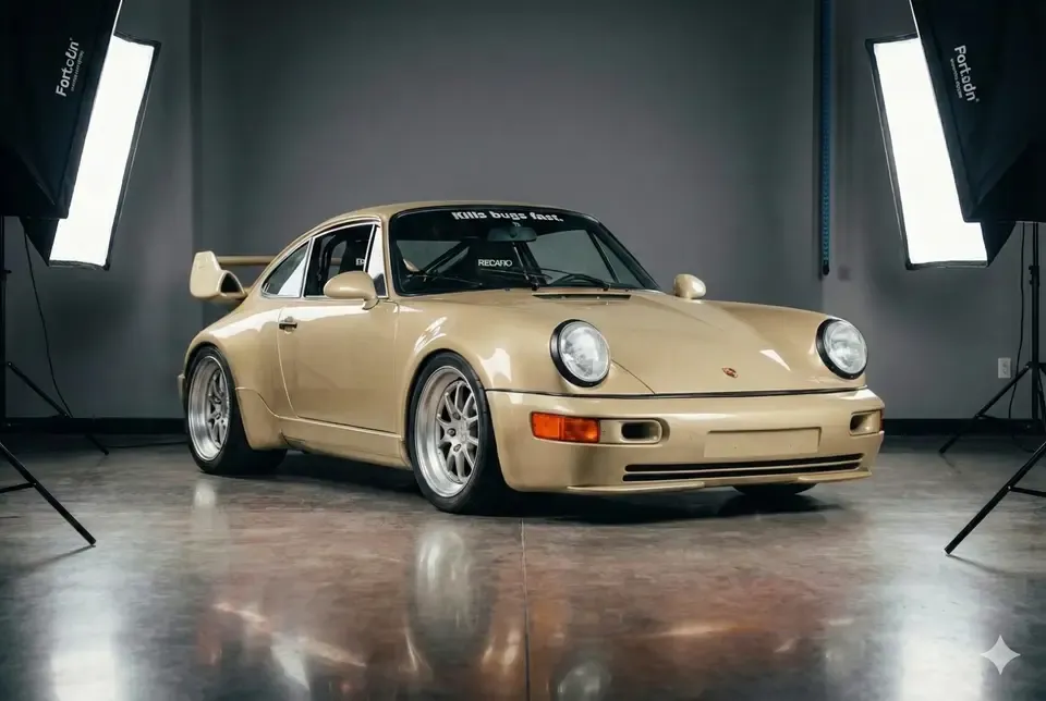 Porsche Beige Gloss car wrap visualization